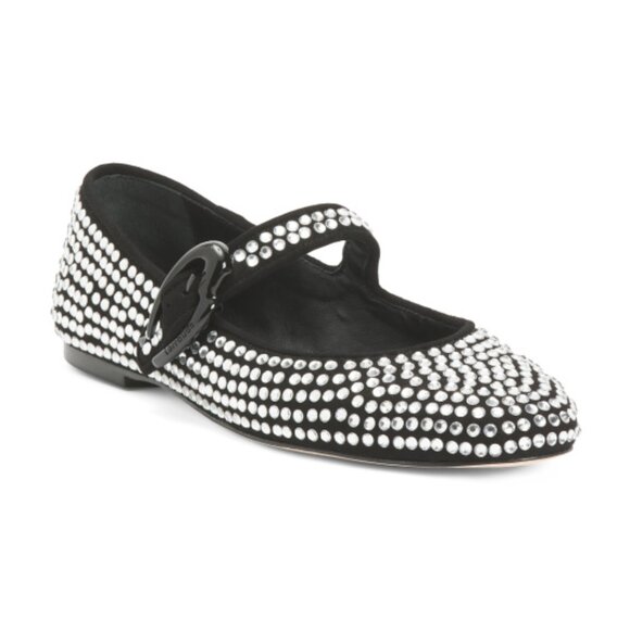 Larroudé Verona Ballet Flat Crystal In Black Suede - Picture 1 of 3